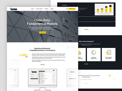 Canalyst - Homepage analytic excel statistic ui ux web website