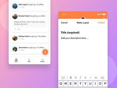 Post editor 100daychallenge app app design buymeacoffee design mobile mobile ui product design ui ux