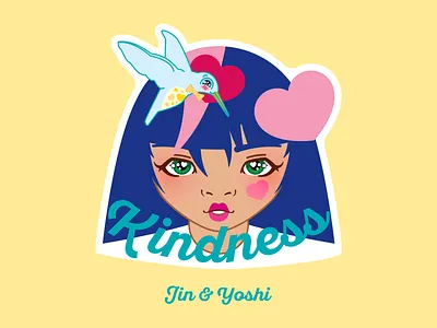 Kindness with Jin and Yoshi custom illustration design digital art digital illustration houston houtx katsola kawaii vector art