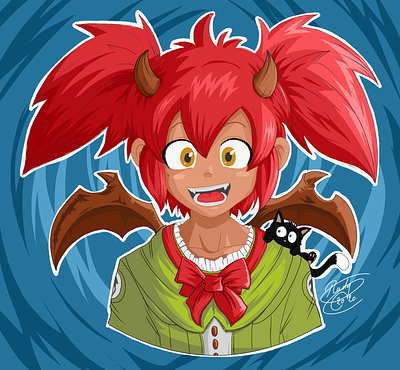 [Digital] Demon girl 2d character digital drawing manga