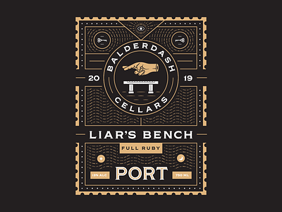 Balderdash Cellars Liar's Bench Port Label Design esoteric packaging packaging design spirits wine label winery