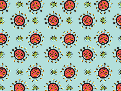 Pattern 002: Virus green orange pattern patterns red seamless teal viral virus