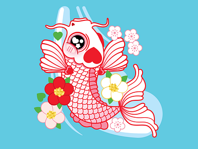 Asia Society Texas Lunar New Year Japan custom illustration design digital art digital illustration houston houtx katsola kawaii vector vector art