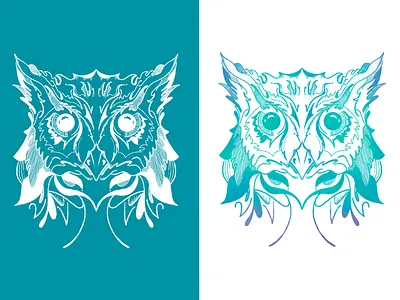 Owl Symmetry animal bird blue branding creative design digital drawing eyes feathers flying graphic design hoot illustration line logo mirroring owl symmetry texture