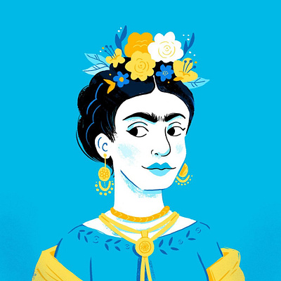 Blue Frida blue drawing frida illustration portrait sketch