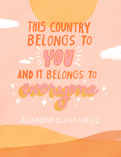 This country belongs to you and it belongs to everyone illustration lettering procreate