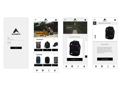 Mobile App - Eiger Store adobe xd brand design illustration mobile photoshop ui ux