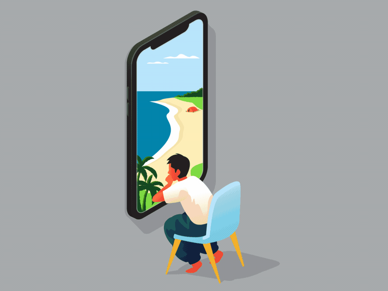 Quarantine 2020 adobe illustrator after effects beach motion design phone quarantine stay home