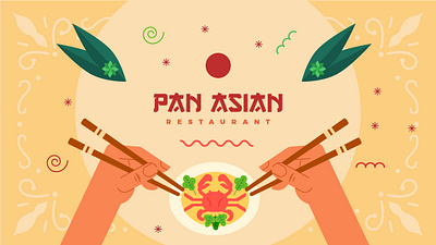 Pan Asian Restaurant animation asian food flat flat illustration food food illustration hands illustration infographic prostora restaurant vector illustration