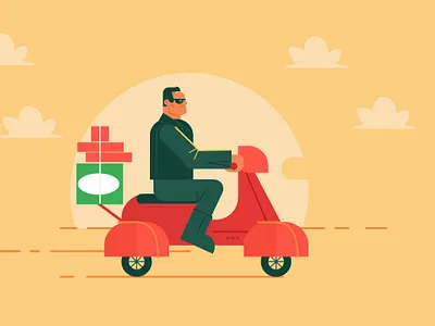 Food delivery by terminator animation character character design delivery flat flat illustration food illustration infographic prostora robot terminator vector illustration