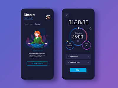 Simple tomato clock app ui ux