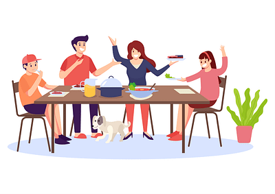 stove for streaming cooking baby boy character child family father female flat girl happy illustration male man mother people person together vector woman young