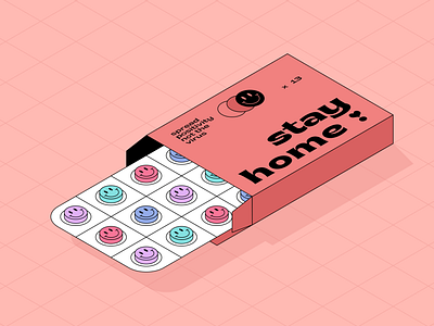 Stay home app application coronavirus covid19 design digitalart drug flat health illustration illustrator isometric isometry minimal pill quarantine stayathome stayhome vector virus