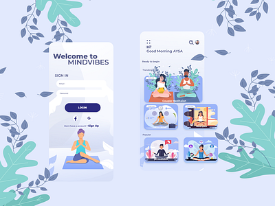 Mindvibes meditation app app appdesign dribbble figma health illustration interaction design interface ios meditate meditation minimal mobile product design ui ui design user experience ux ux design webdesign