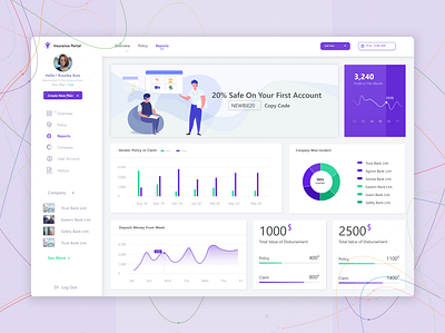 Insurance Dashboard dashboard design dashboard ui illustration insurance insurance app insurance company insurance dashboard