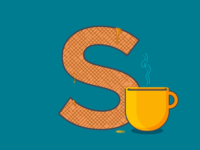 Easy like Sunday stroopwafels 36 days of type chill coffee comfort flat home illustration lettering mug outline stroopwafel sunday typography vector