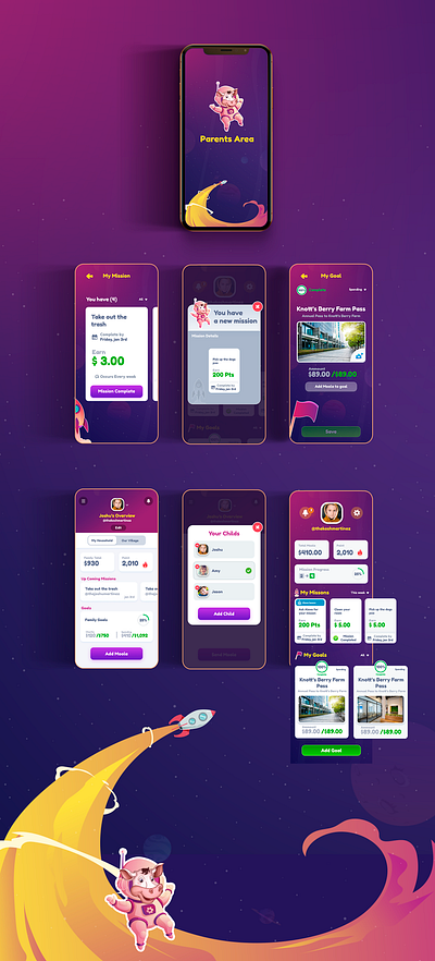 Parents Area App child design illustration mobile app parent task ui