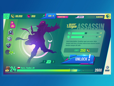 Assassin - Game UI/UX app concept design game mobile mobile app mobilegame photoshop ui ux