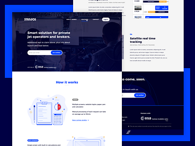 Strafos - website air aviation blue colour branding design feature features list fly microsite strafos ui ui kit user interface ux website