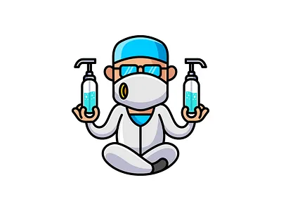 Doctor Sanitizer corona cute doctor hand sanitizer logo mascot vector virus