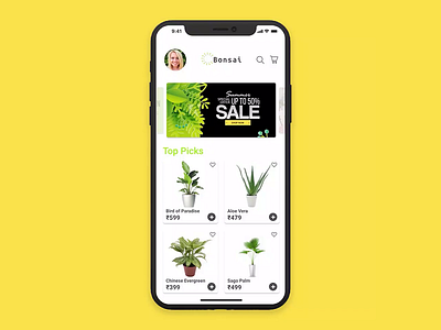 Bonsai App Concept app app design graphic design interactive design mobile mockup ui uiux user interface ux