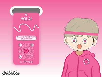 Hello Dribbble : Debut Shot ~ Thanks for Invite ! animation debut debutshot design dribbble hello hola illustration invite thankyou vector