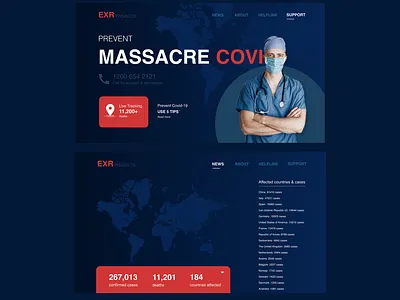 Live tracking corona cases. Website concept adobe aftereffects branding design concept design coronavirus design figma illustration minimal shots ui ux vector vector art website