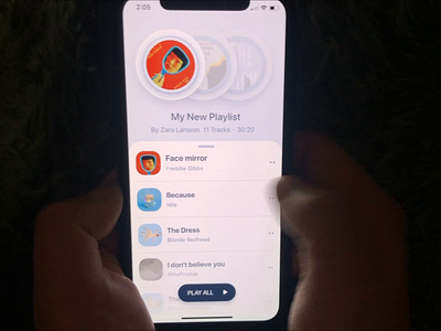 Music player interaction part2 3d animation card design develop development drift innovation interaction lottie micro interaction motion particle swift transition ui uikit