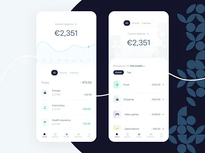 Shift app • balance and breakdown analytics balance bank bank app banking banking app branding clean expense tracker expenses finance fintech icons minimalist money online bank patterns payments statistics uiux