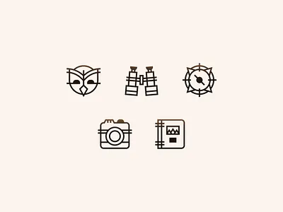 Jackson Hole Wildlife Safaris — 7 𝑜𝑓 9 binoculars camera compass design guide icon icon set iconography illustration notebook notes owl photography picture