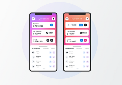 Investment App app apps dashboard dayliui figma figma design finance finance app flat gradient investment investments iphone ui