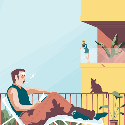 Quarantine crush architecture balcony characters city covid crush home illustration love quarantine romance stay vector virus