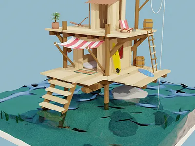 Sea Shack low poly 3d 3d animation 3dmodeling blender3d blendercycles lowpoly