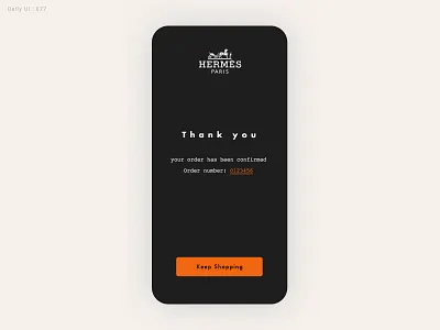 Daily UI Challenge #077 - Thank You daily ui dailyui dark mode shopping thankyou