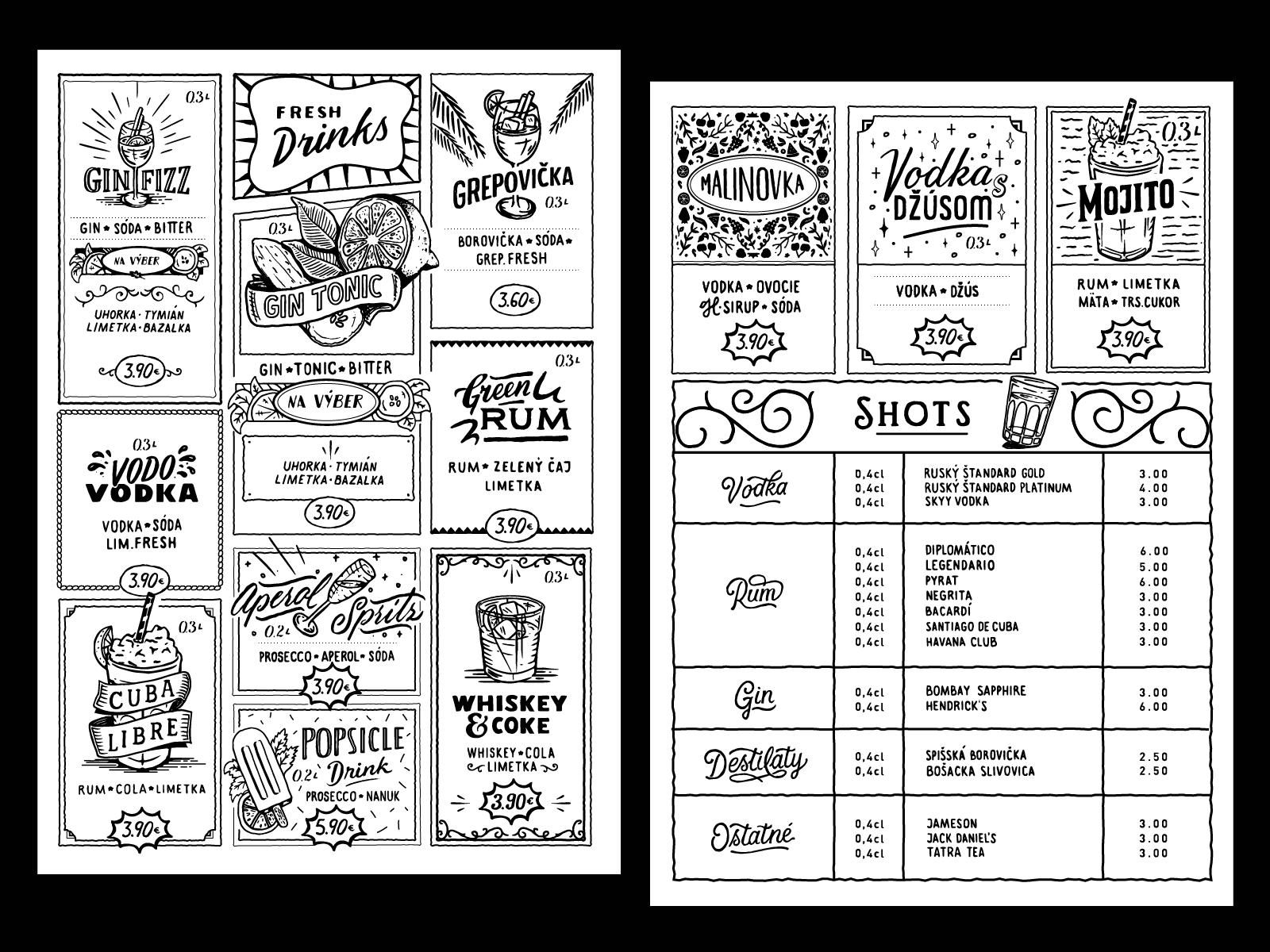 Example of Drink menu