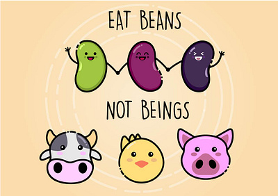 Vegan Illustration animals beans drawn illustration vegan