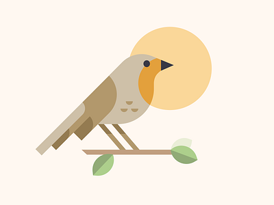 European Robin app art bird clean design flat icon iconography illustration layout minimal minimalistic type typography web website