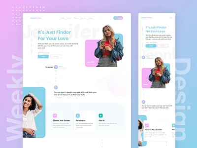 Love Finder Landing Page design flat landing landing page love minimal mobile mobile ui ui ui design uidaily uidesign uiux ux web webdesign website