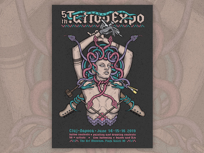 Tattoo Expo 2019 digitalillustration drawing festival poster graphicdesign illustration illustrator medusa portrait poster poster art poster design snakes tattoo tattoo art