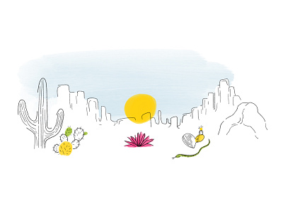 Snake in the Desert desert drawing drawing style hand drawn illustration ipad pro minimal procreate procreate app sky snake sun womenofillustration womenwhodraw