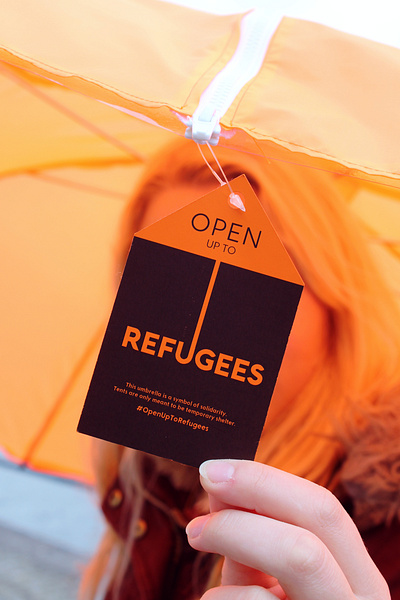 Refugee Solidarity Tent Umbrella advertising campaign conceptual ideas illustrator justice photography refugees