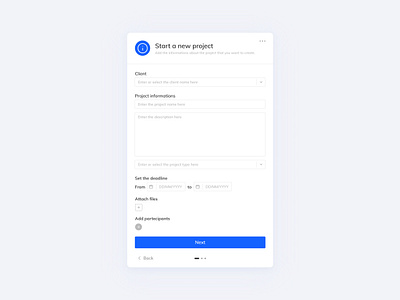 UI // New project form concept figma flat form form design form field interface minimal project management prototype ui ui design user experience user interface ux