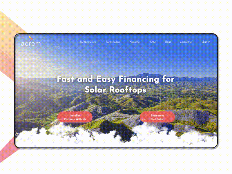 Aerem Solar | Landing Page animation energy green energy interaction motion design nature solar solar panel sustainable ui website