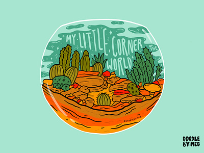 Little World cactus canyon desert design drawing illustration landscape lettering nature plants procreate succulent terrarium typography vintage