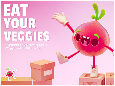 EAT YOUR VEGGIES! 3dsmax @thunder rockets bingo cartoon colorful design dribbble games illustration mobilegames modelling wixot