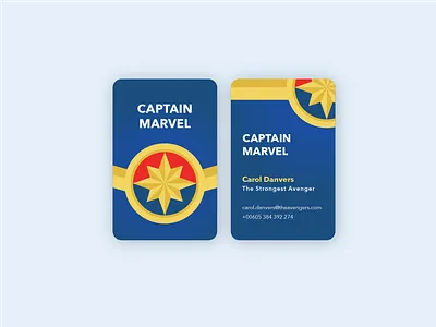 Captain Marvel card blue businesscard captainmarvel emblem graphicdesign graphicdesigner illustration marvel red weeklywarmup yellow