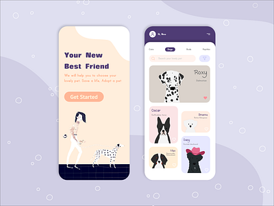 Pet Adoption UI adobe adobexd dogs georgia georgian mobile mobile app mobile app design mobile design mobile ui photoshop ui ui ux ui design uidesign uiux xd