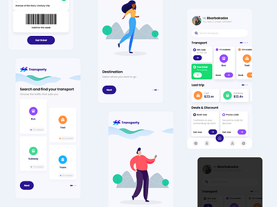 Transporty UI animation design icon illustration landing minimal page ui ux web