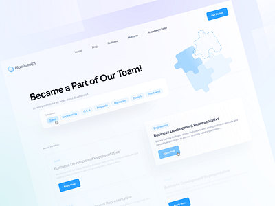BlueReceipt Careers Page animation app design illustration interface motion typography ui ux web