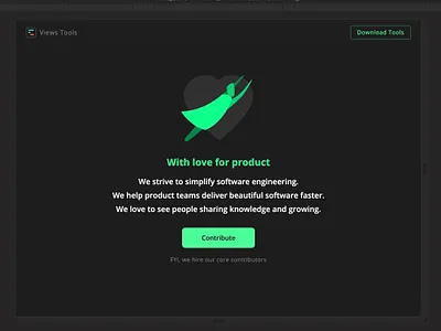 With love for product - Vision statement engineering illustration interface views vision website